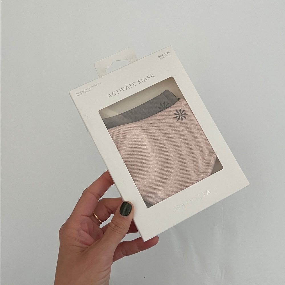 athleta activate face mask 2pk, pale pink and pebble grey, one size